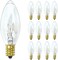 4E's Novelty 12 Pack Replacement Light Bulbs E12 120V 7W C7/C26 Torpedo Tip – Incandescent Candle Bulbs for Christmas Window Candles, Chandeliers, Night Lights & Candelabra Fixtures